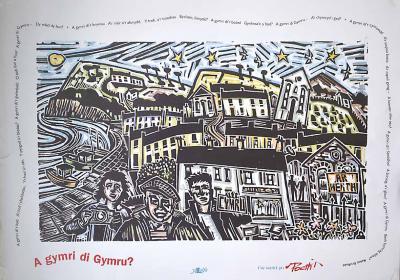 Llun o 'Poster A Gymri di Gymru' gan Robat Gruffudd